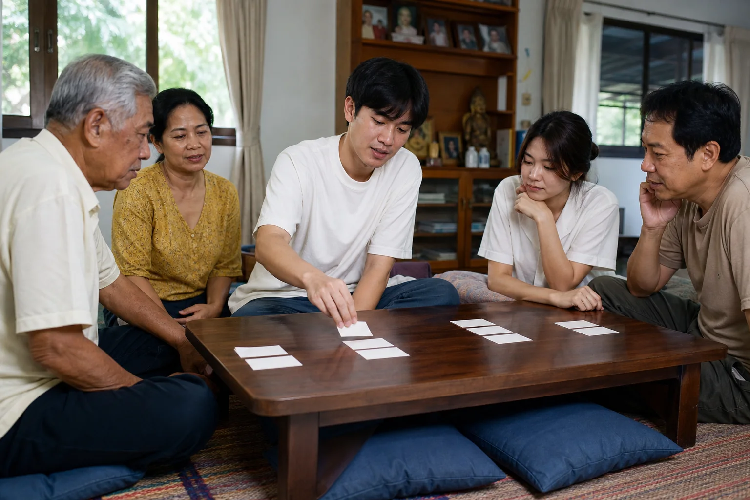 ครอบครัวฟังคนหนุ่มสาวจัดกลุ่มบัตรชื่อบนโต๊ะ — Names.in.th ครอบครัวฟังคนหนุ่มสาวจัดกลุ่มบัตรชื่อบนโต๊ะ